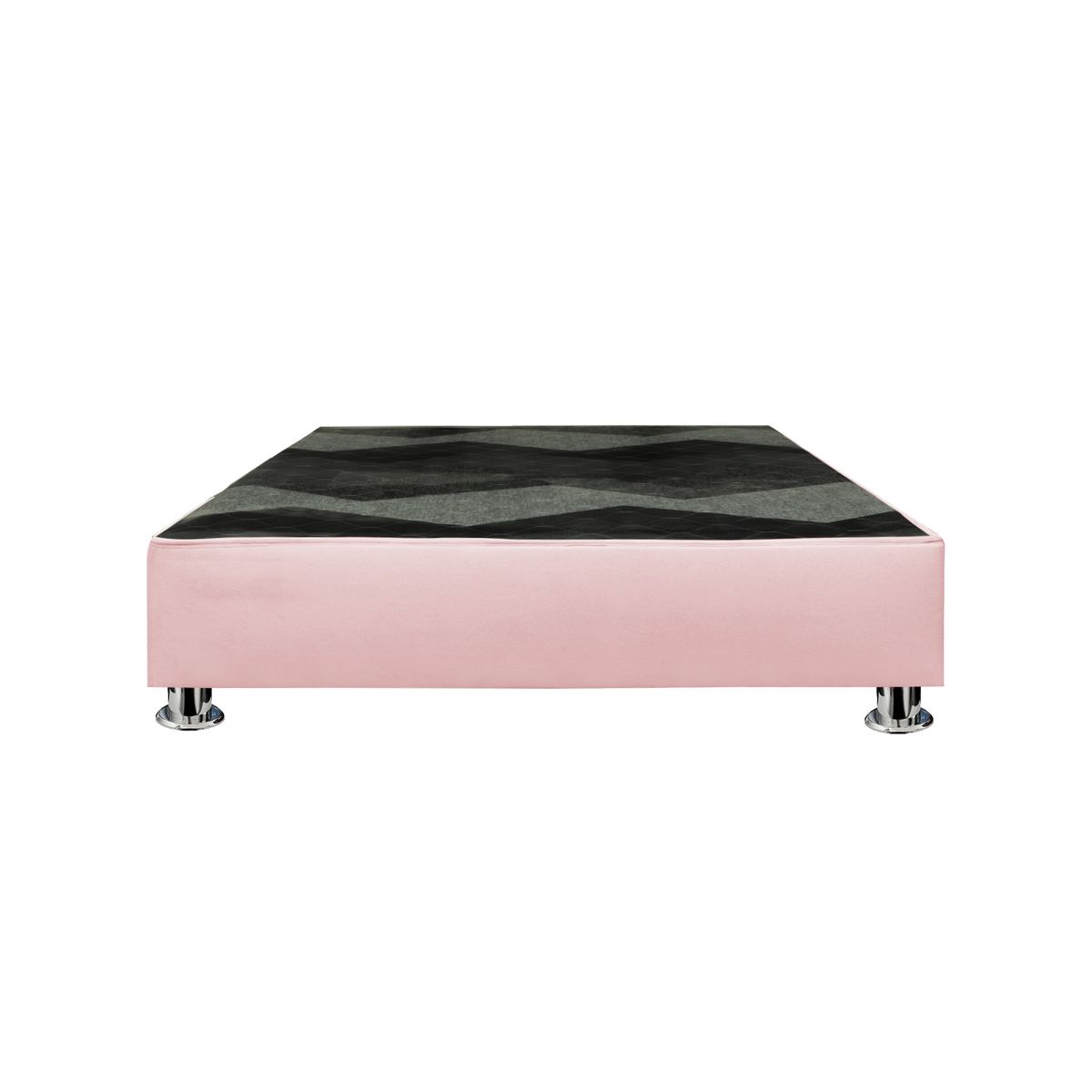 MUEBLES MACRUMO - Box Tarima reforzado y acolchado Queen - Rosado Patas instaladas