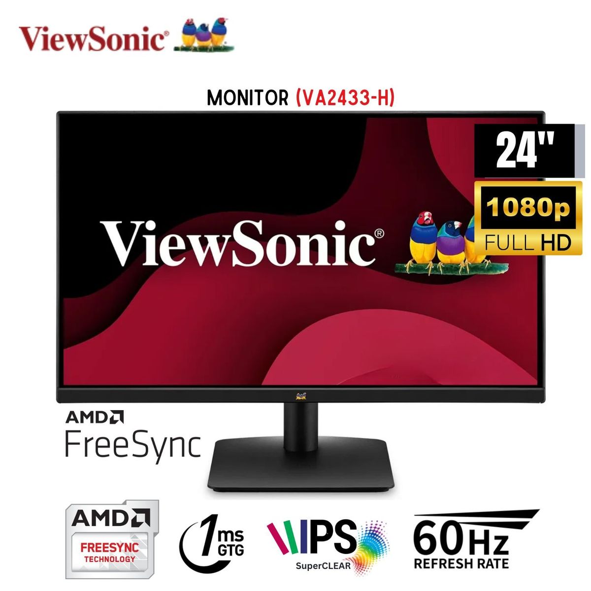 VIEWSONIC - Monitor Viewsonic VA2433-H Pantalla 24 Pulg FHD VGA HDMI
