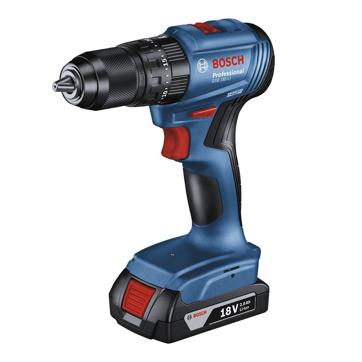 BOSCH - Taladro Percutor Brushless Bosch Gsb 185 Li + 2 Baterías + 23 Acc.