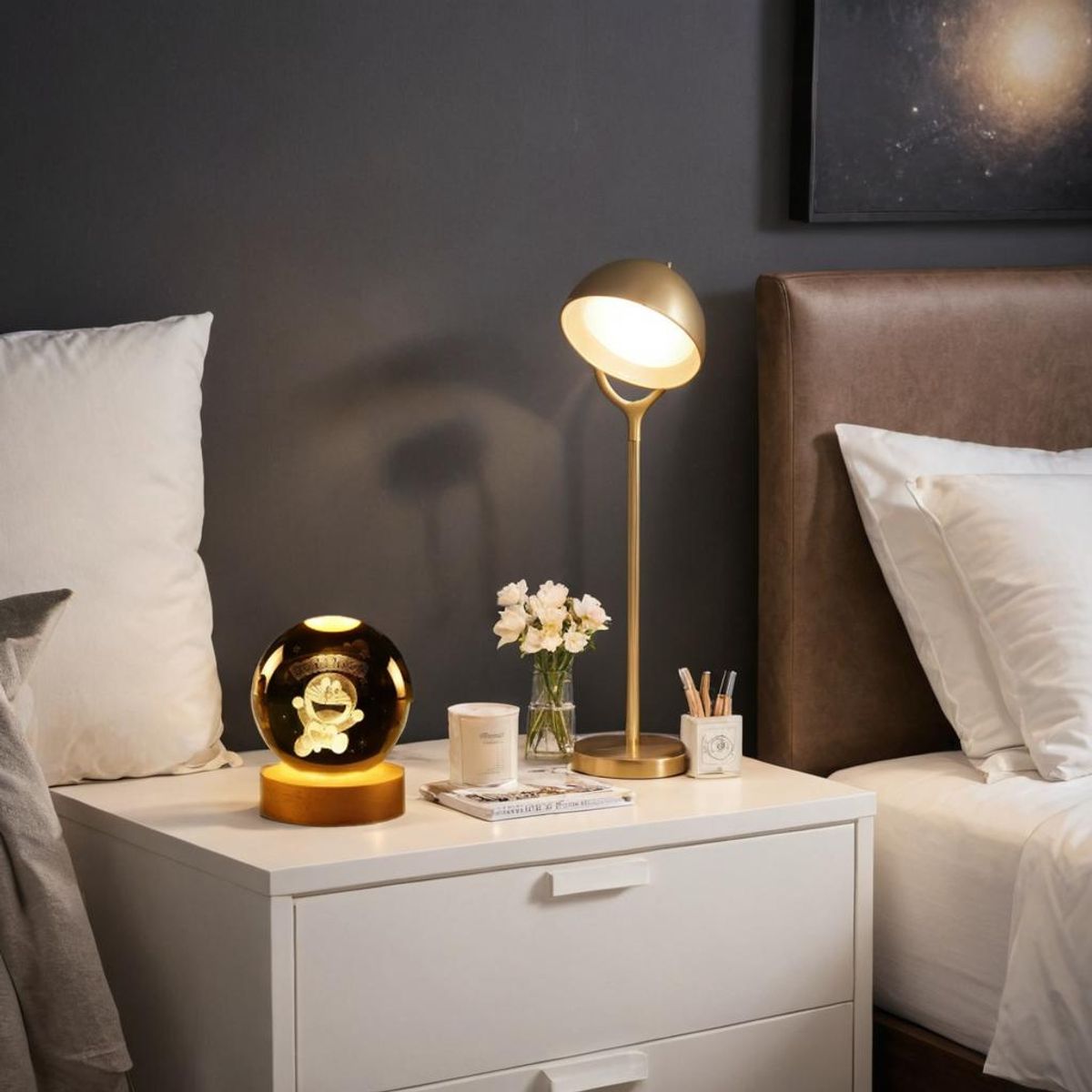 GENERICO - ESFERA DE CRISTAL LÁMPARA ADORNO DORAEMON LUZ LED 3D