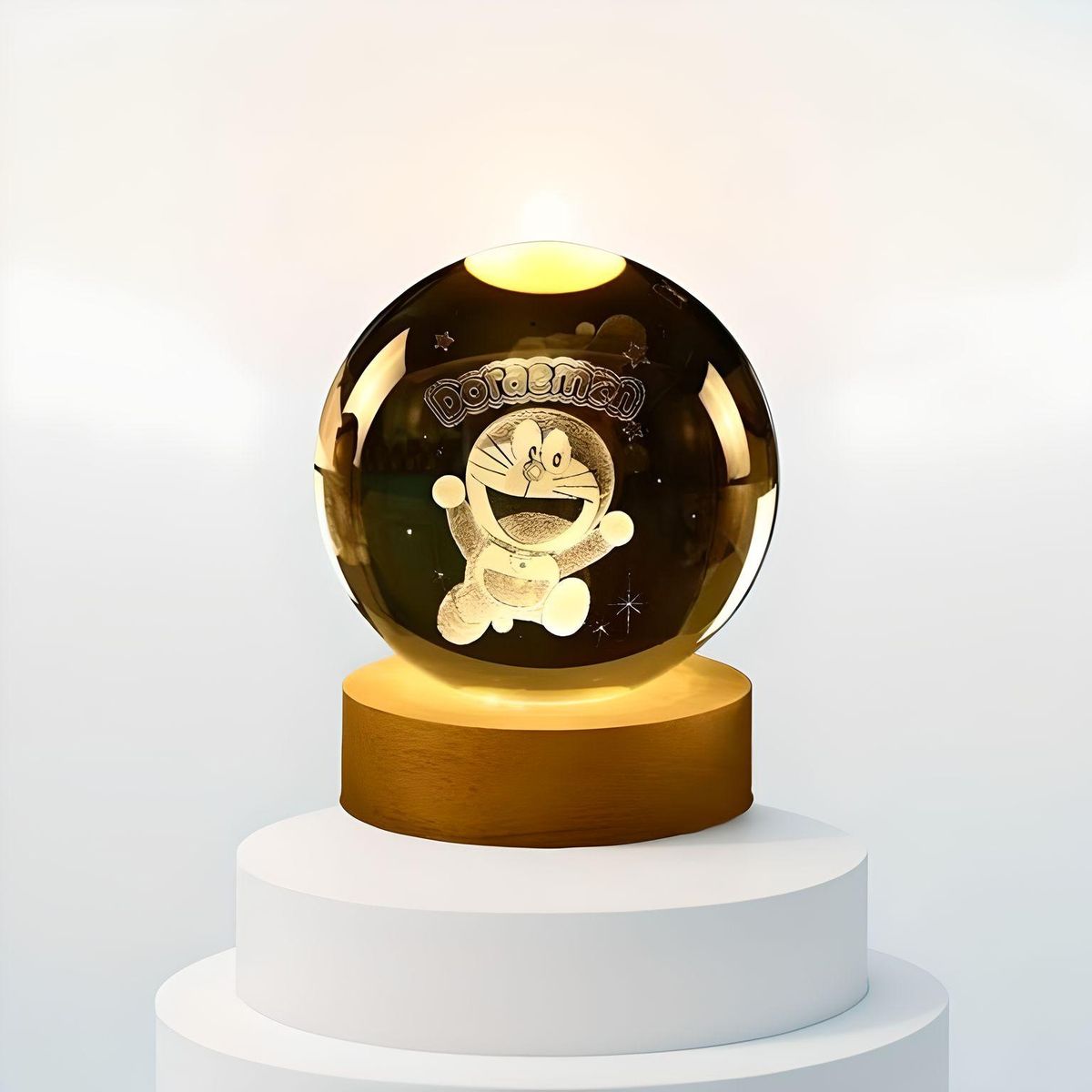 GENERICO - ESFERA DE CRISTAL LÁMPARA ADORNO DORAEMON LUZ LED 3D