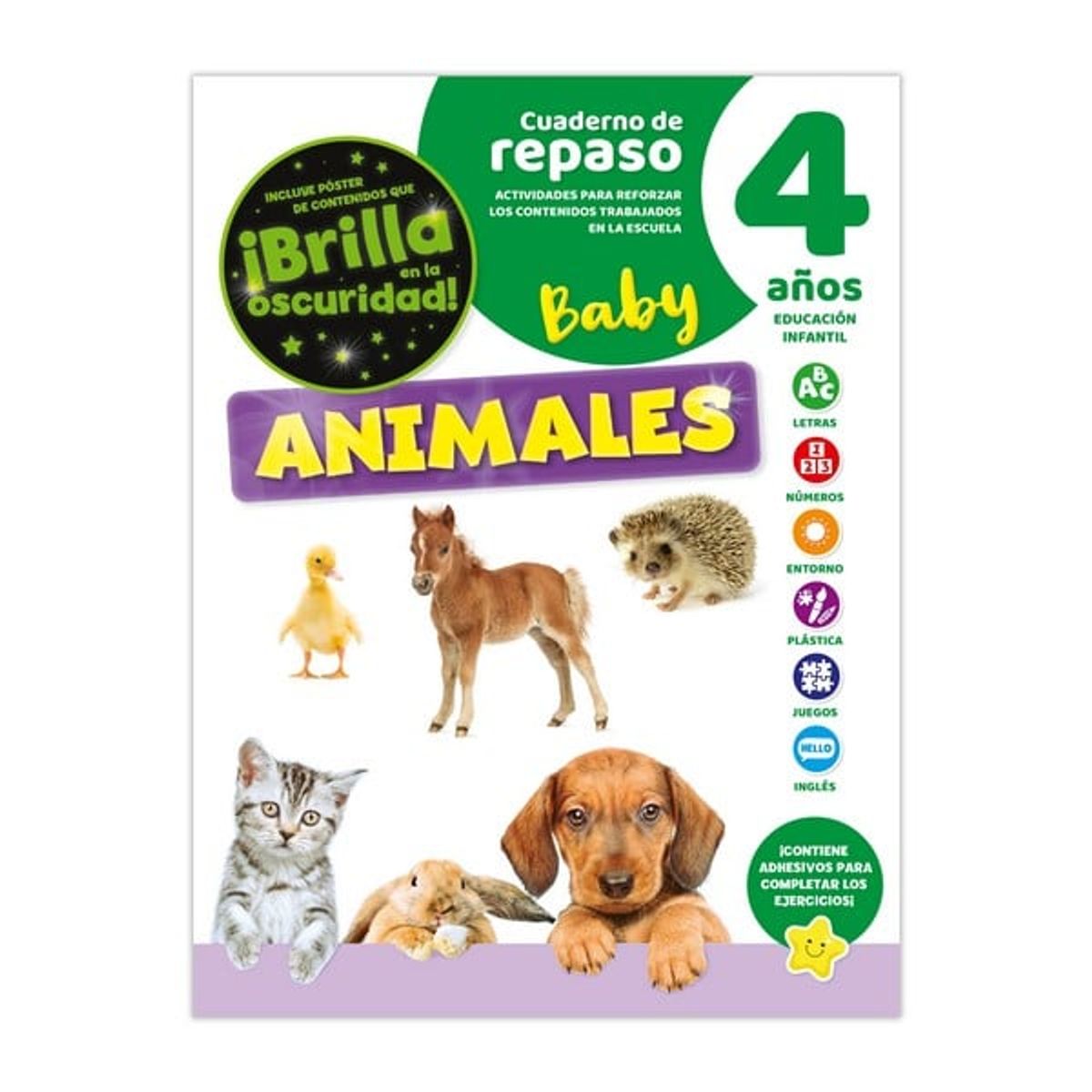 GENERICO - CUADERNO DE REPASO Animales Bebes LUMINISCENTE 4 AÑOS