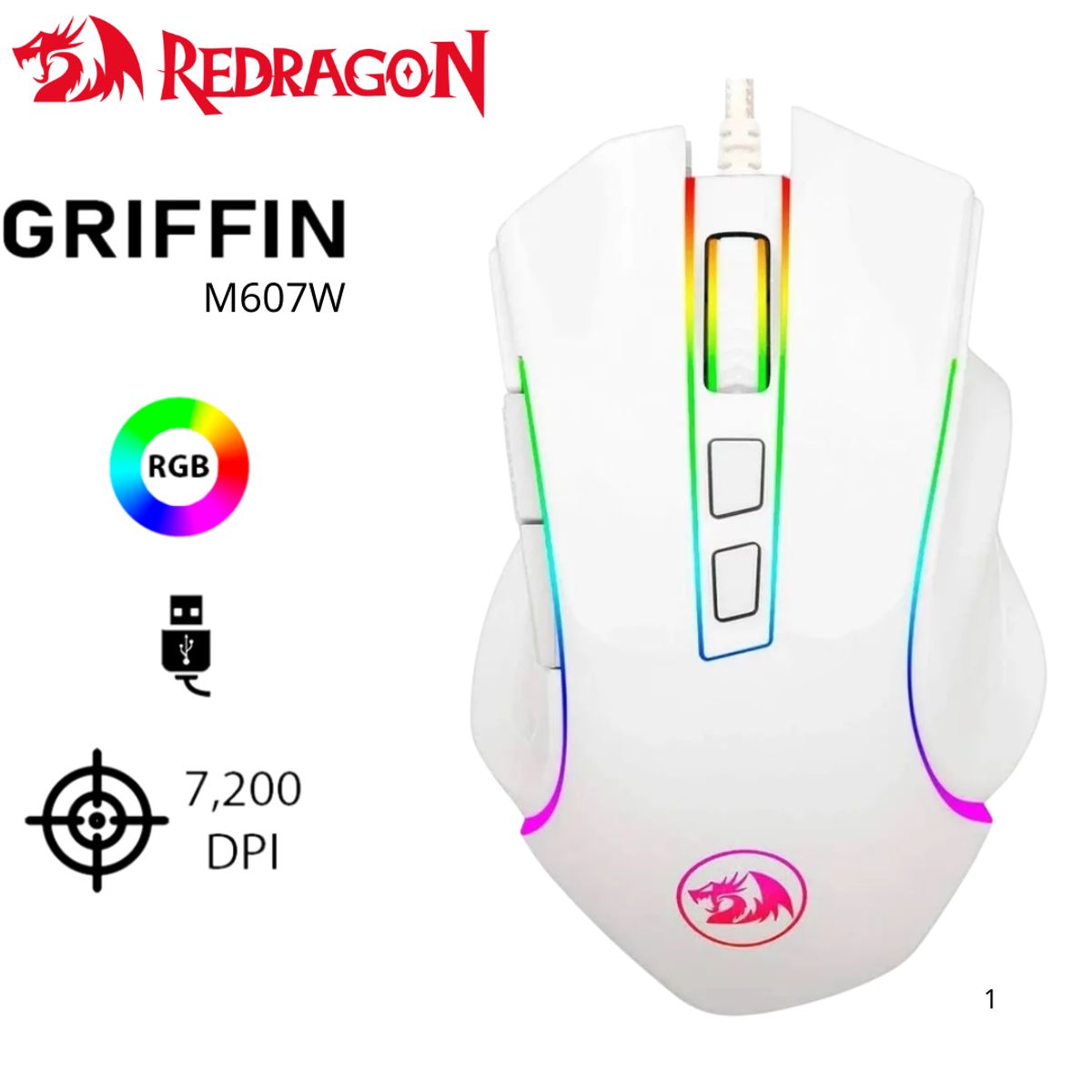 REDRAGON - Mouse Redragon M607W GRIFFIN WHITE