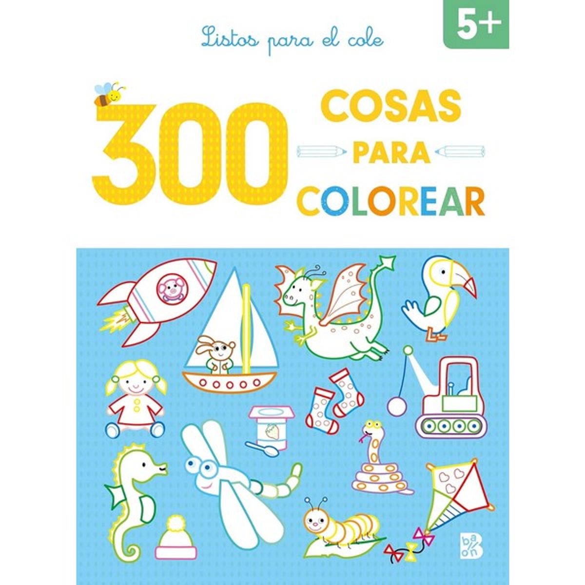 GENERICO - Libro Infantil 300 COSAS PARA COLOREAR 5+ LISTOS PARA EL COLE