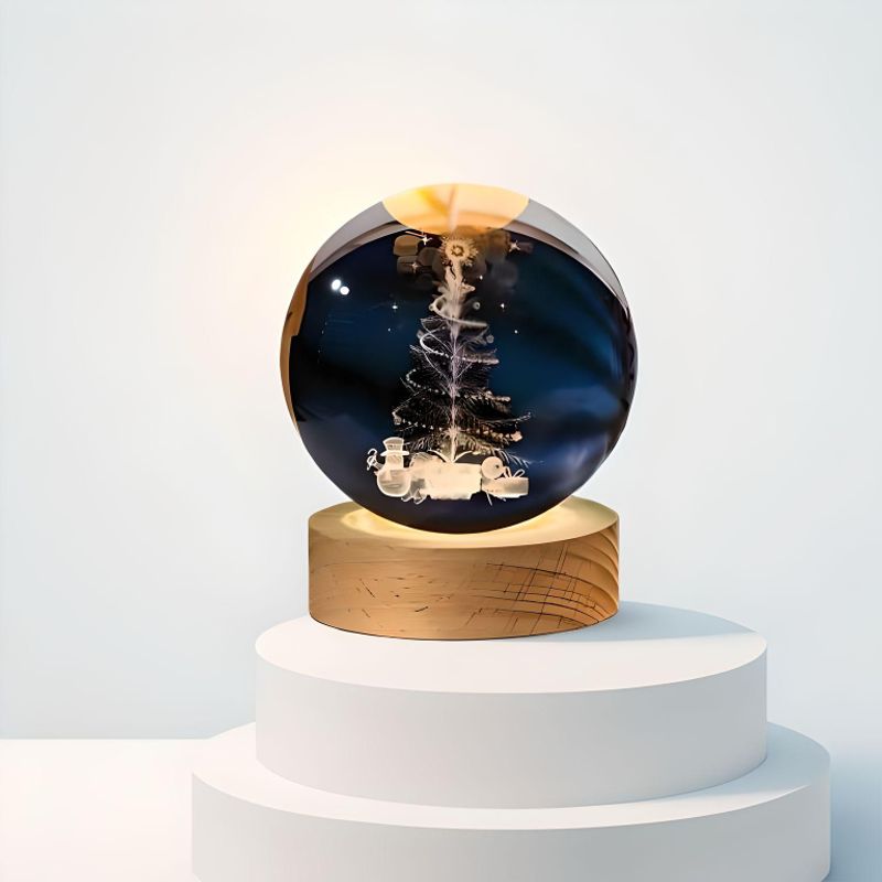 GENERICO - ESFERA DE CRISTAL LÁMPARA ADORNO ARBOL DE NAVIDAD LUZ LED 3D