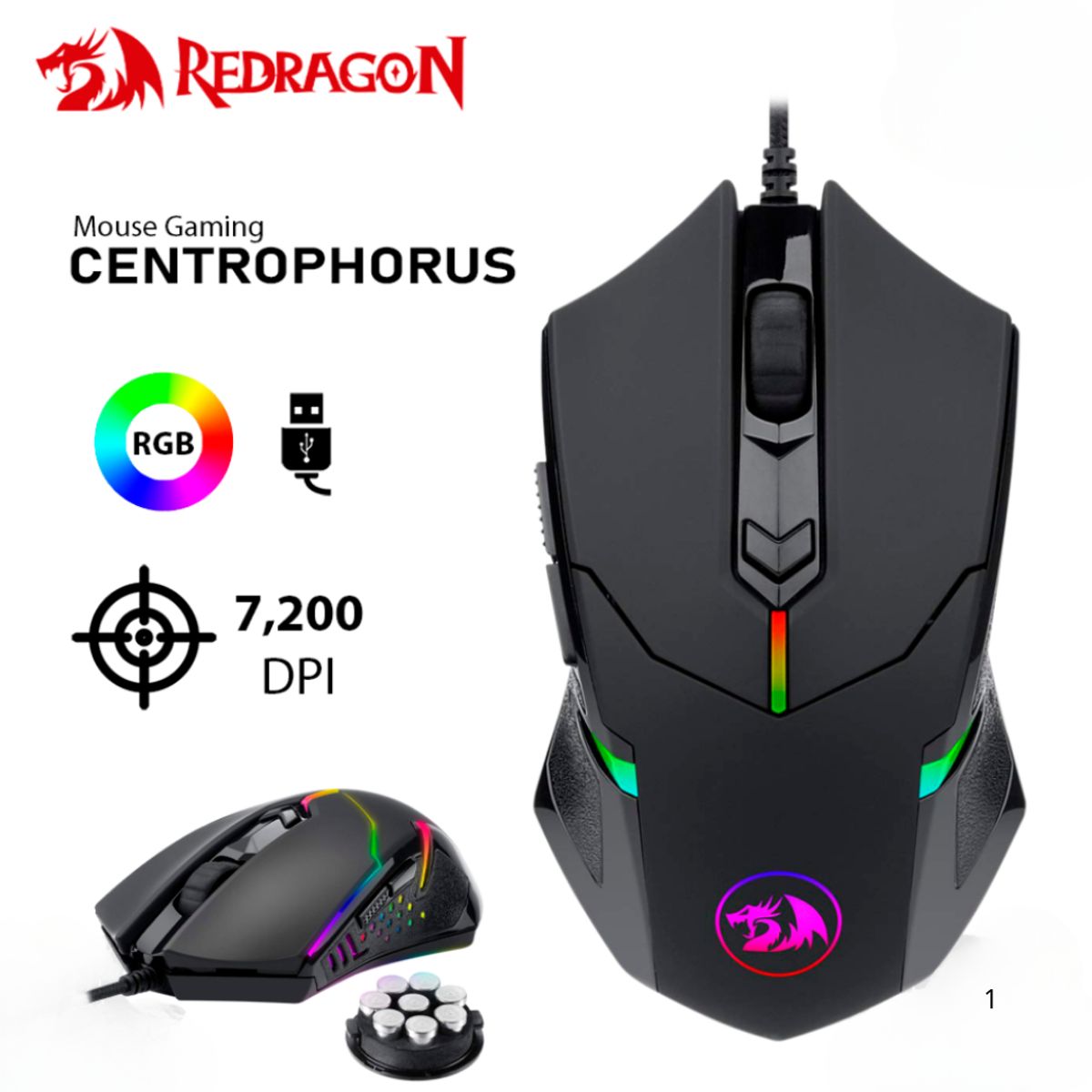 REDRAGON - Mouse Gamer Redragon Centrophorus M601-RGB Black