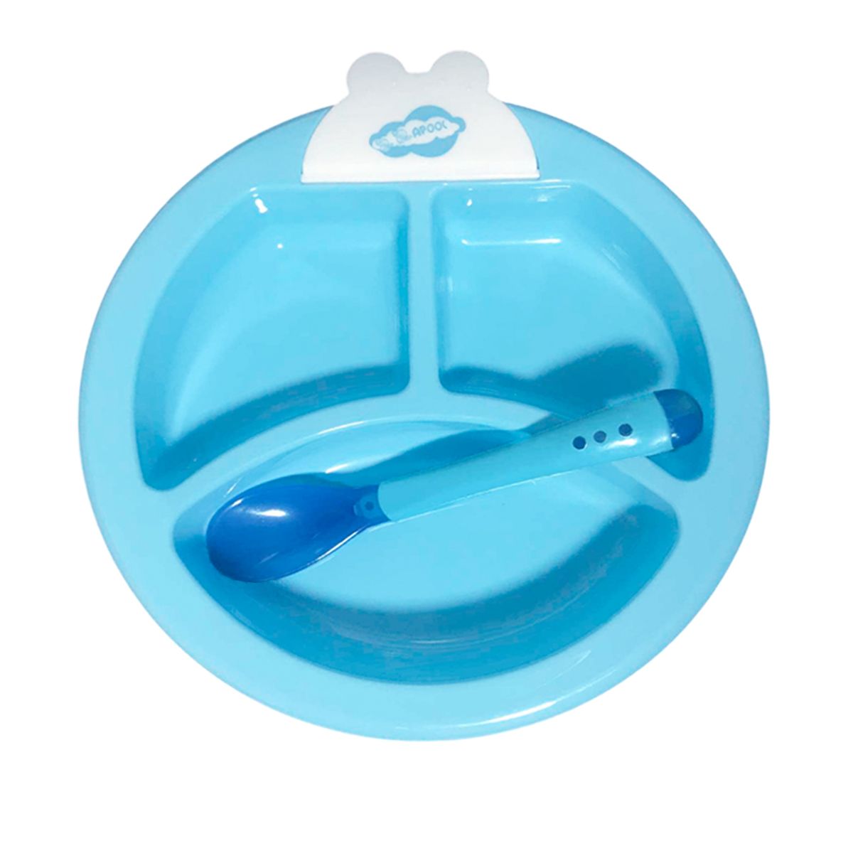 GENERICO - Plato celeste termico con cubierto para bebe