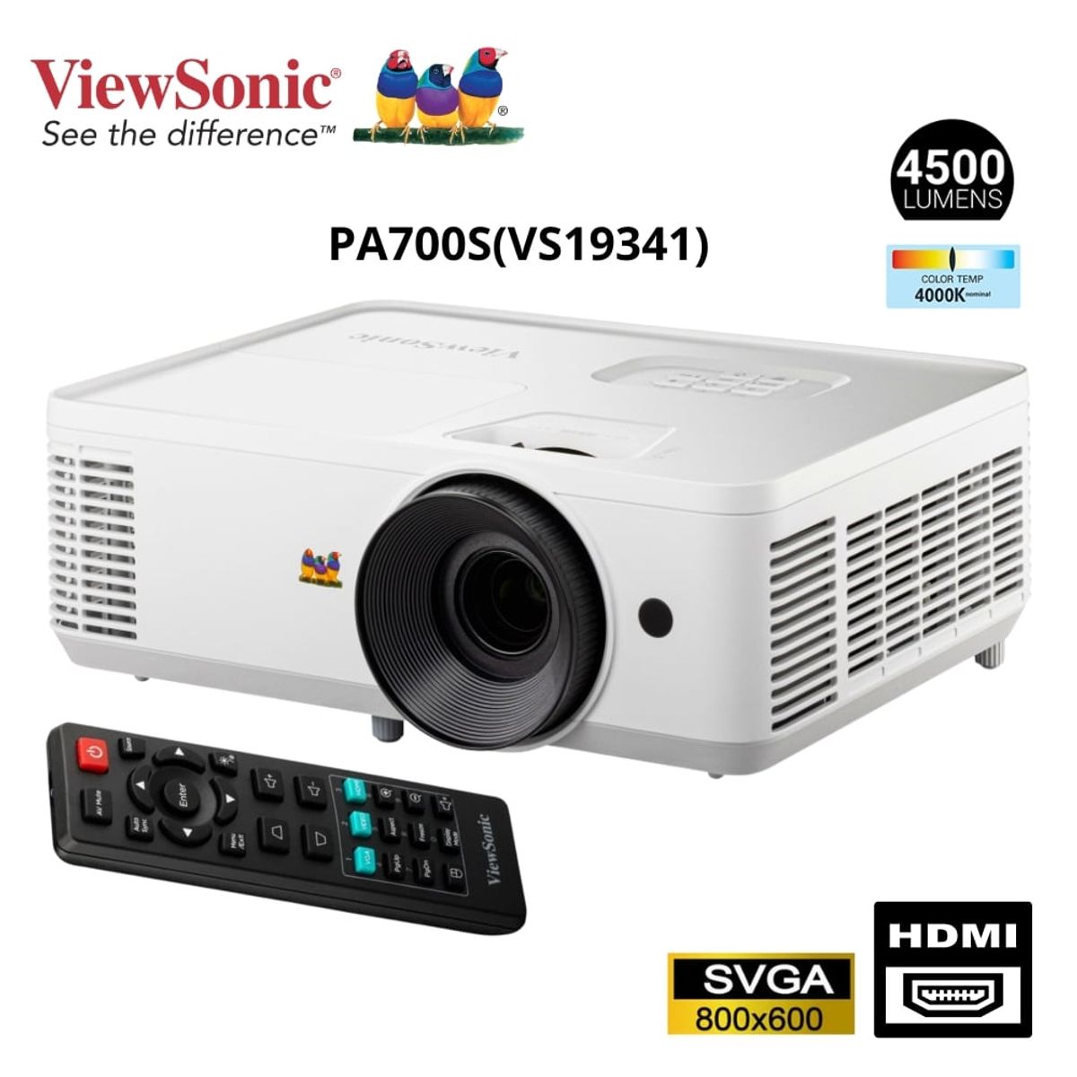 VIEWSONIC - Proyector Viewsonic PA700S  SVGA 4500, LUM VS19341