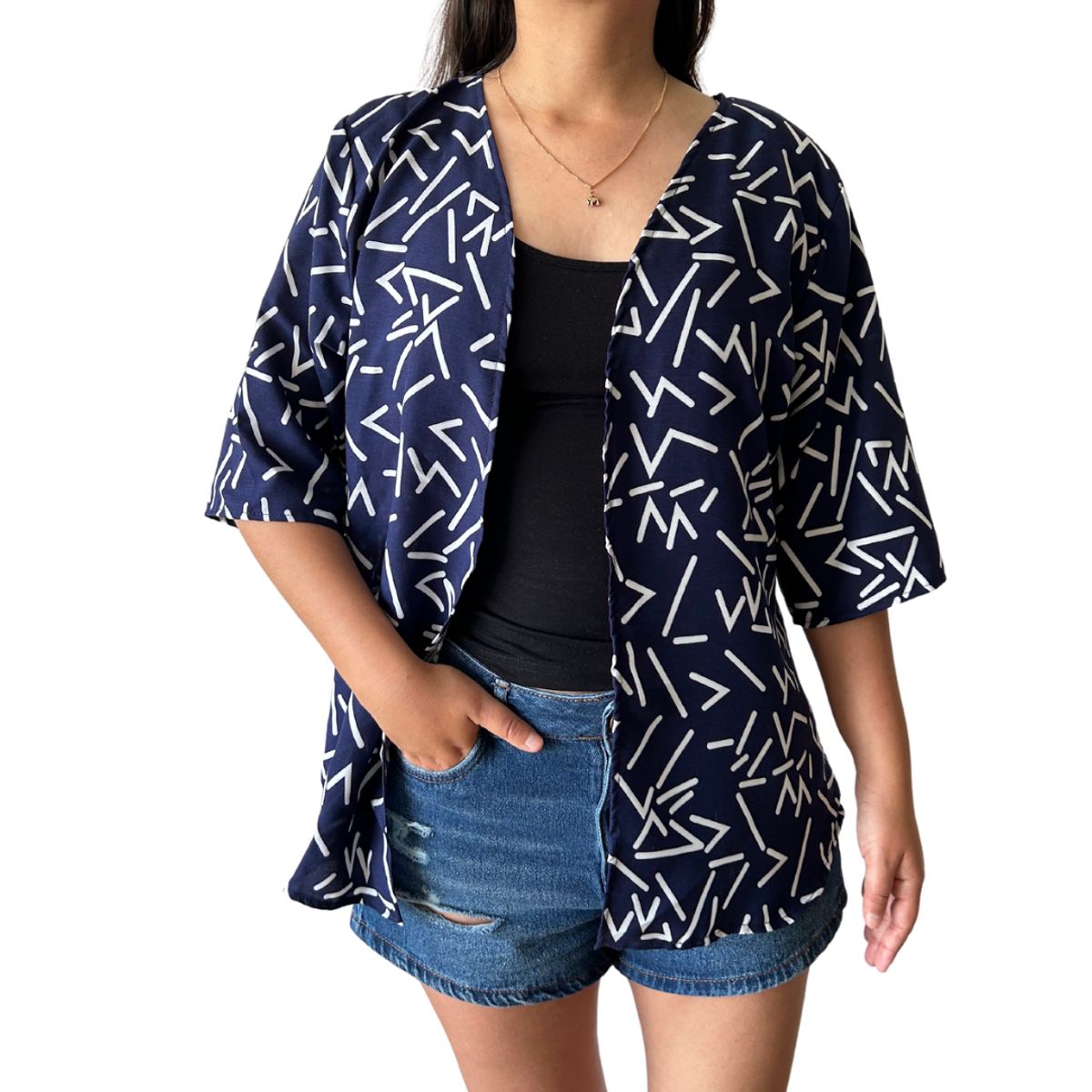 KAST PE - Kimono Chalis Xiomara Azul con estampado - Talla M