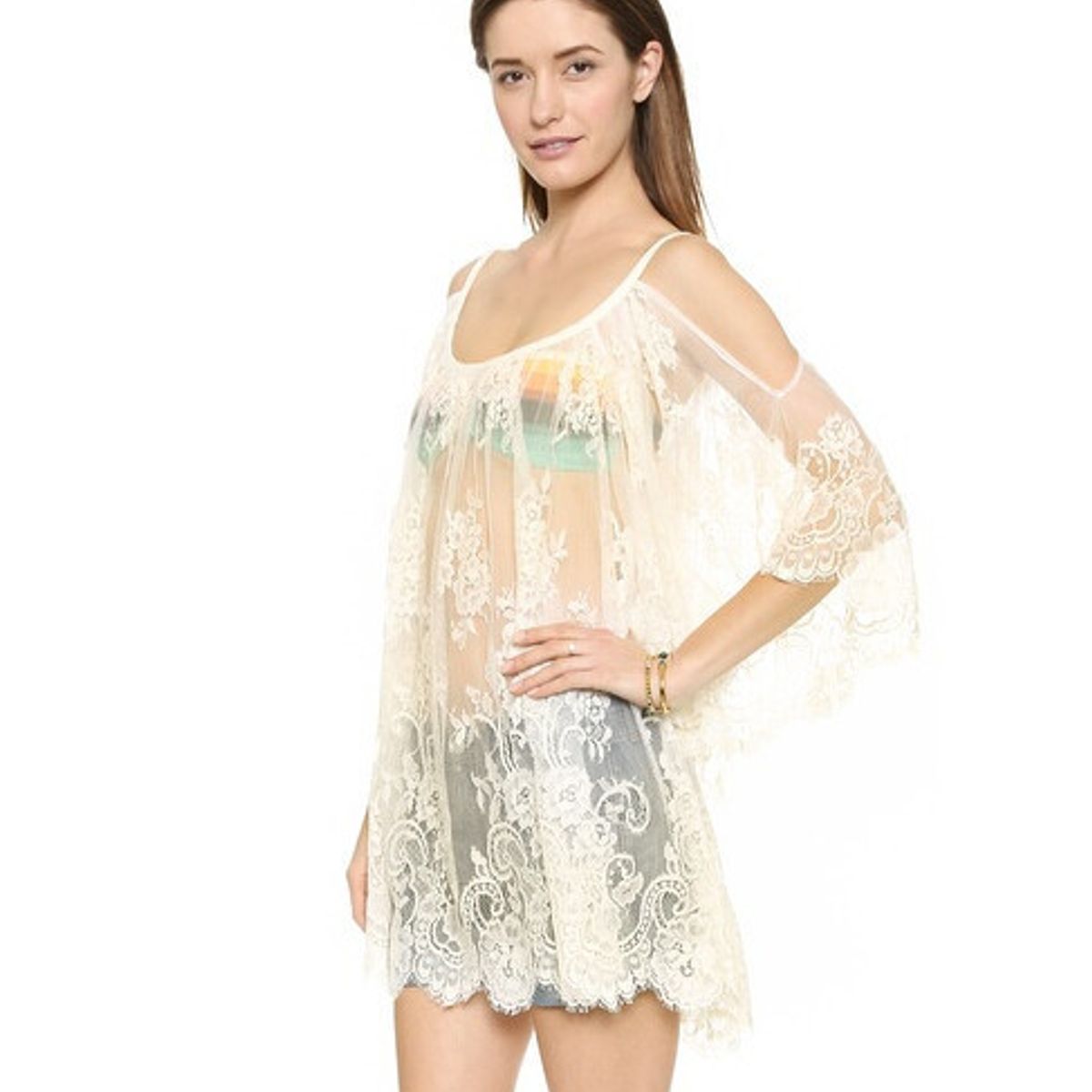 KAST PE - Salida De Playa Encaje Janice - Talla M - Blanco