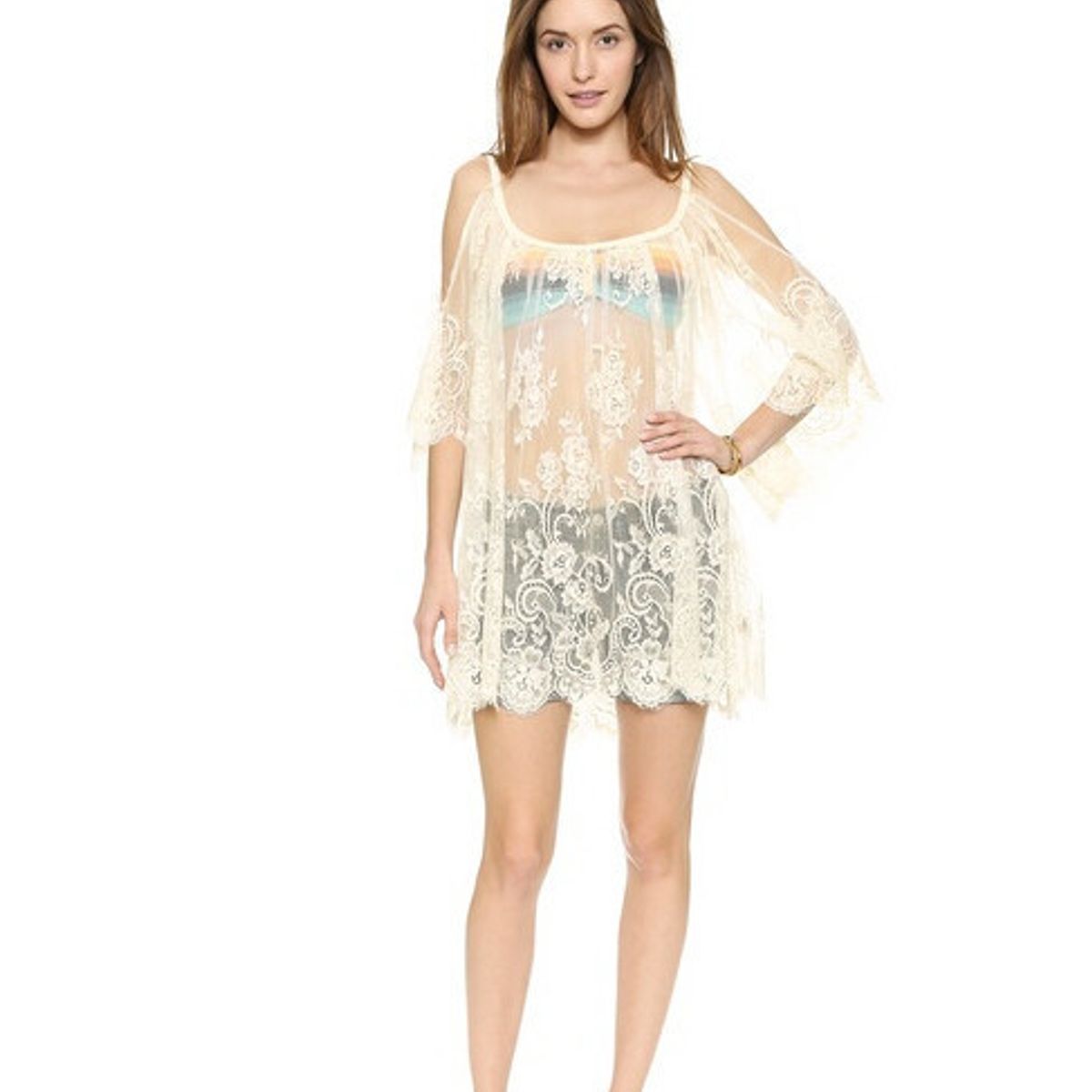 KAST PE - Salida De Playa Encaje Janice - Talla M - Blanco