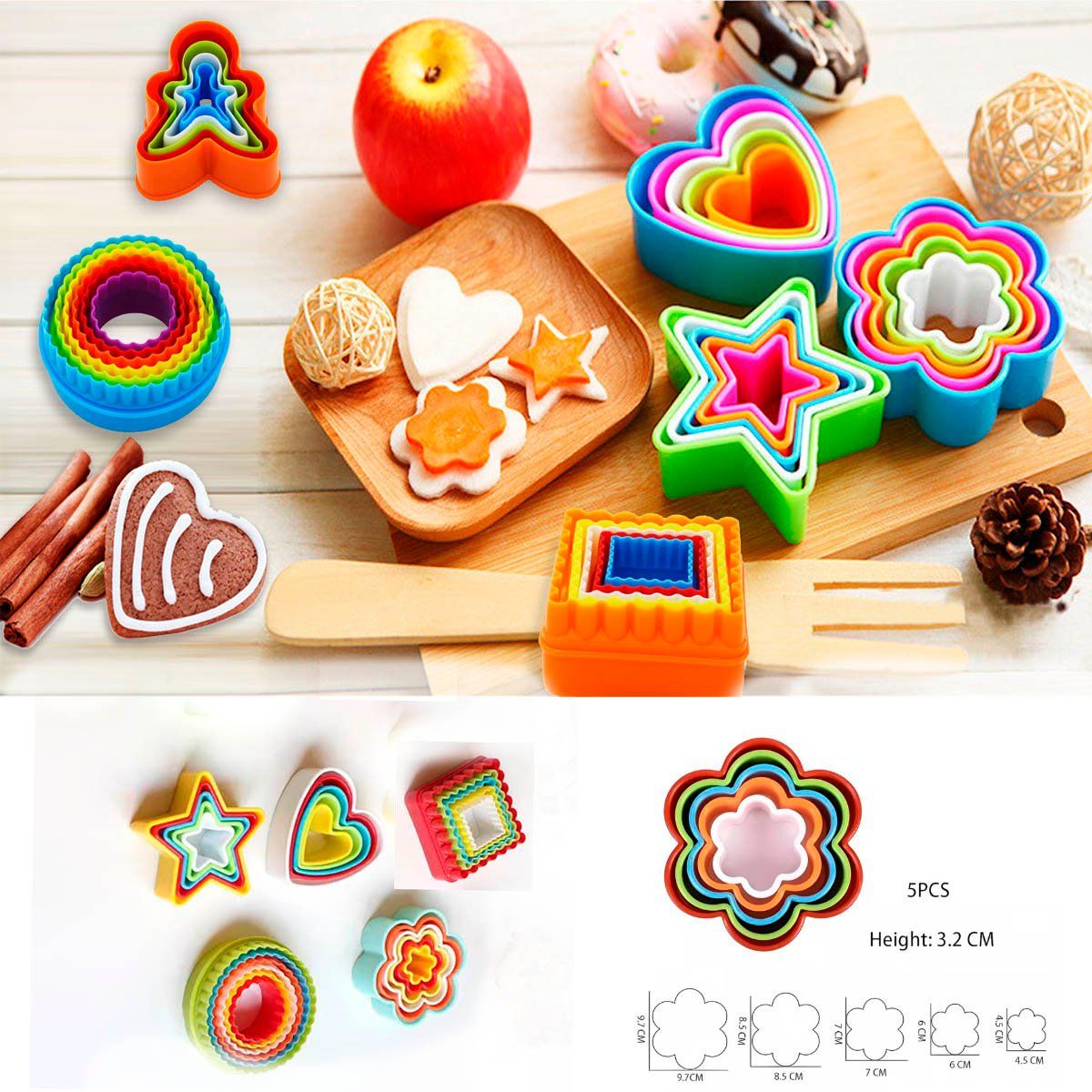 GENERICO - Pack 5 Moldes con Formas 25 pzas para cortar pan