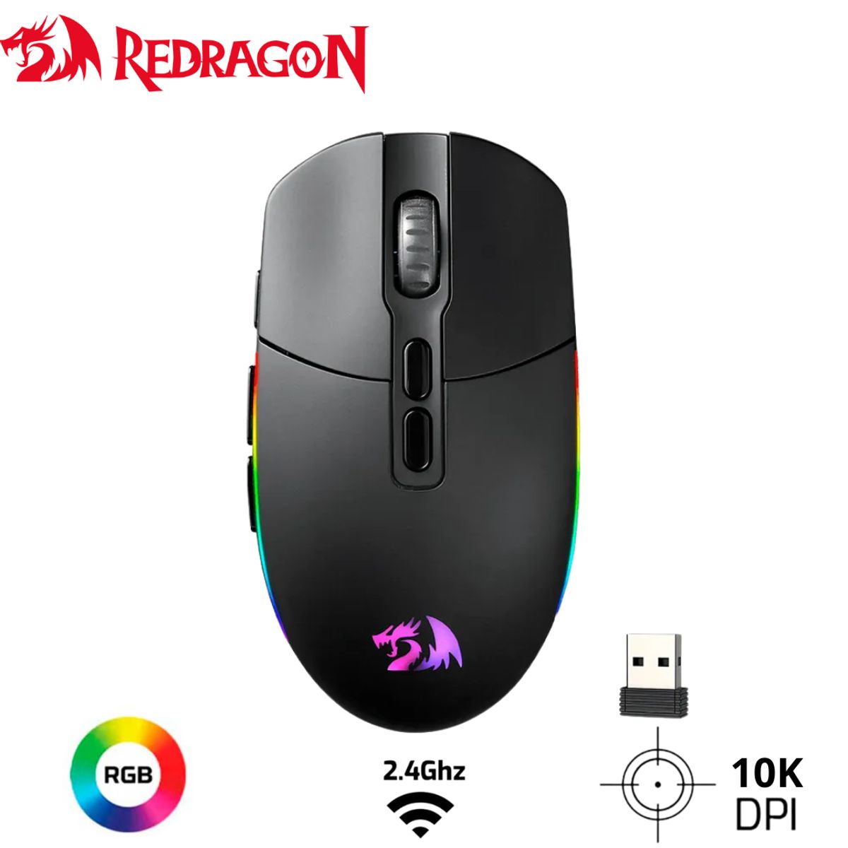REDRAGON - Mouse Redragon INVADER PRO M719RGB Wireless BLACK