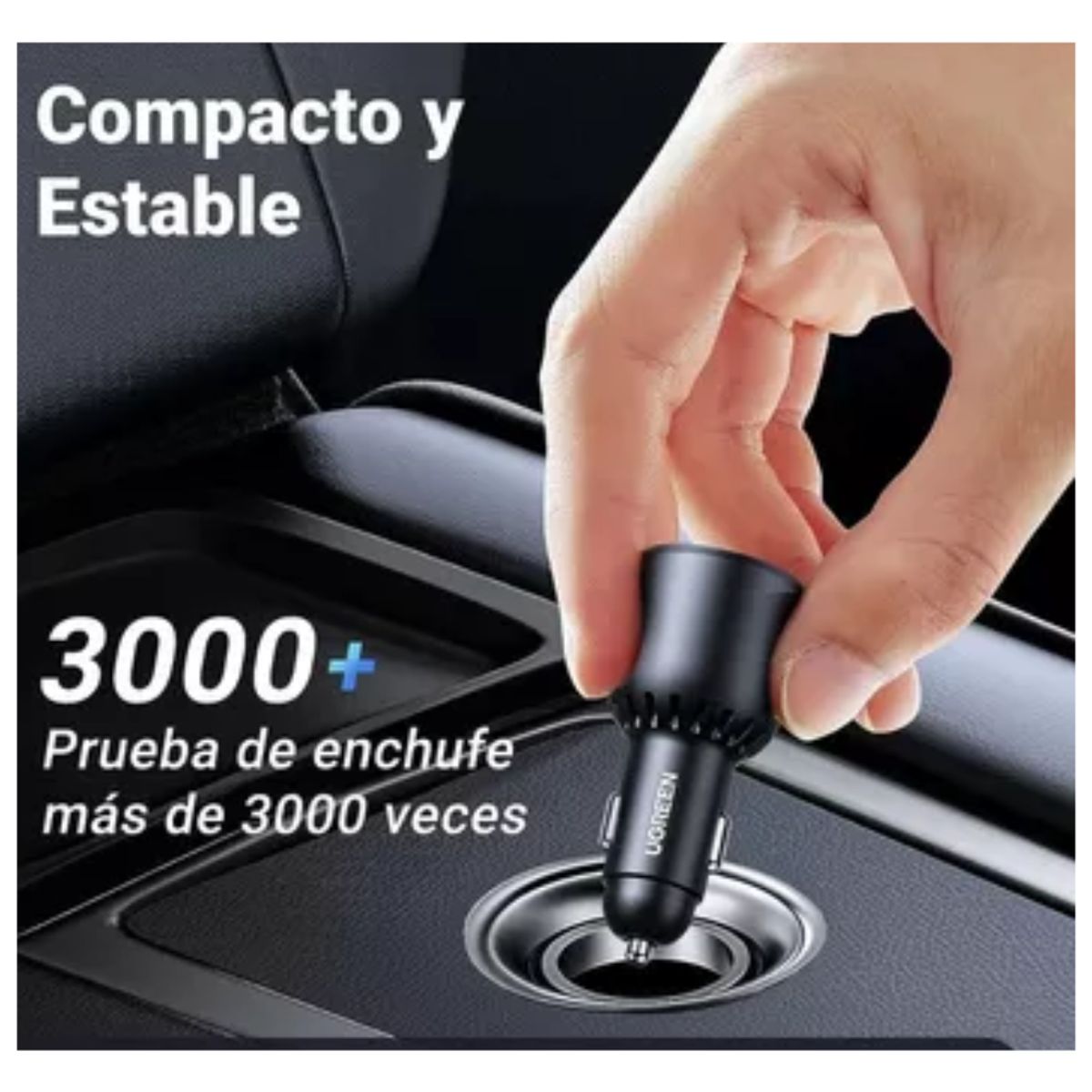 UGREEN - Cargador De Coche Ugreen 130w 3 Puertos Para Encendedor Carga Rapida