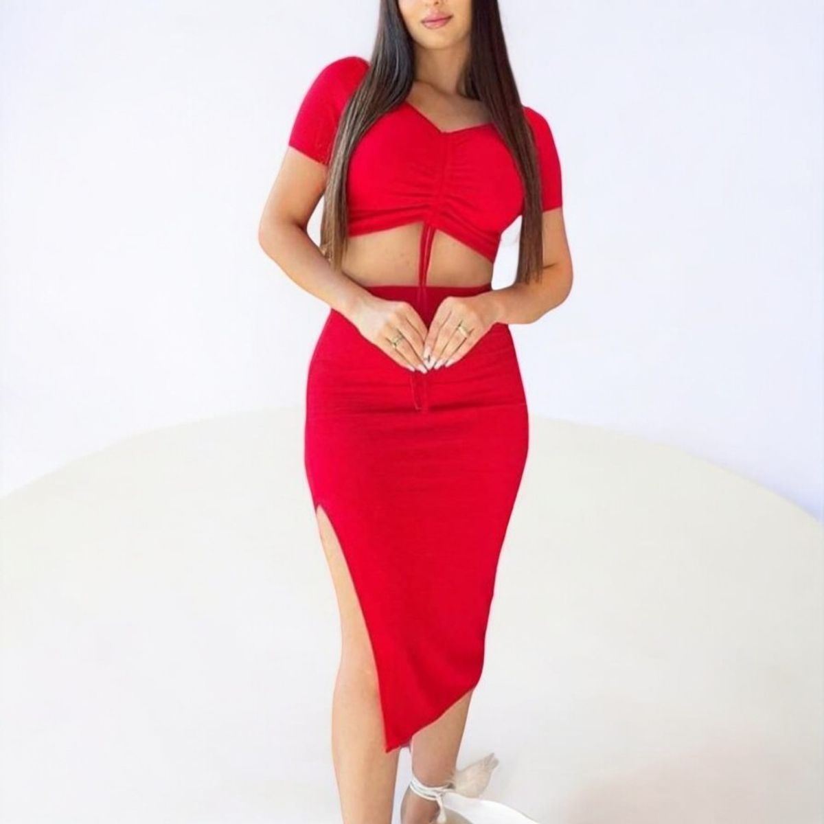 GENERICO - Vestido Rip Casual Relieve Tcl-18 Color Rojo