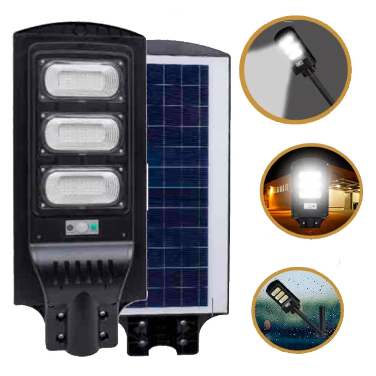 SEISA - Farola Con Panel Solar IP65 Sensor Movimiento Lampara Luz Led 90w