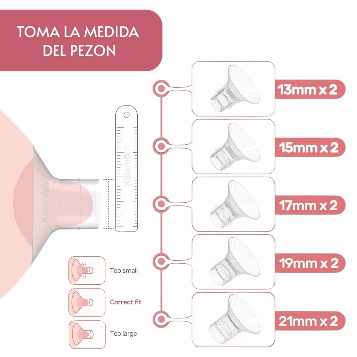 KILLAMOM - INSERTO LARGO  TALLA 21 UNIDAD Para extractor de leche materna