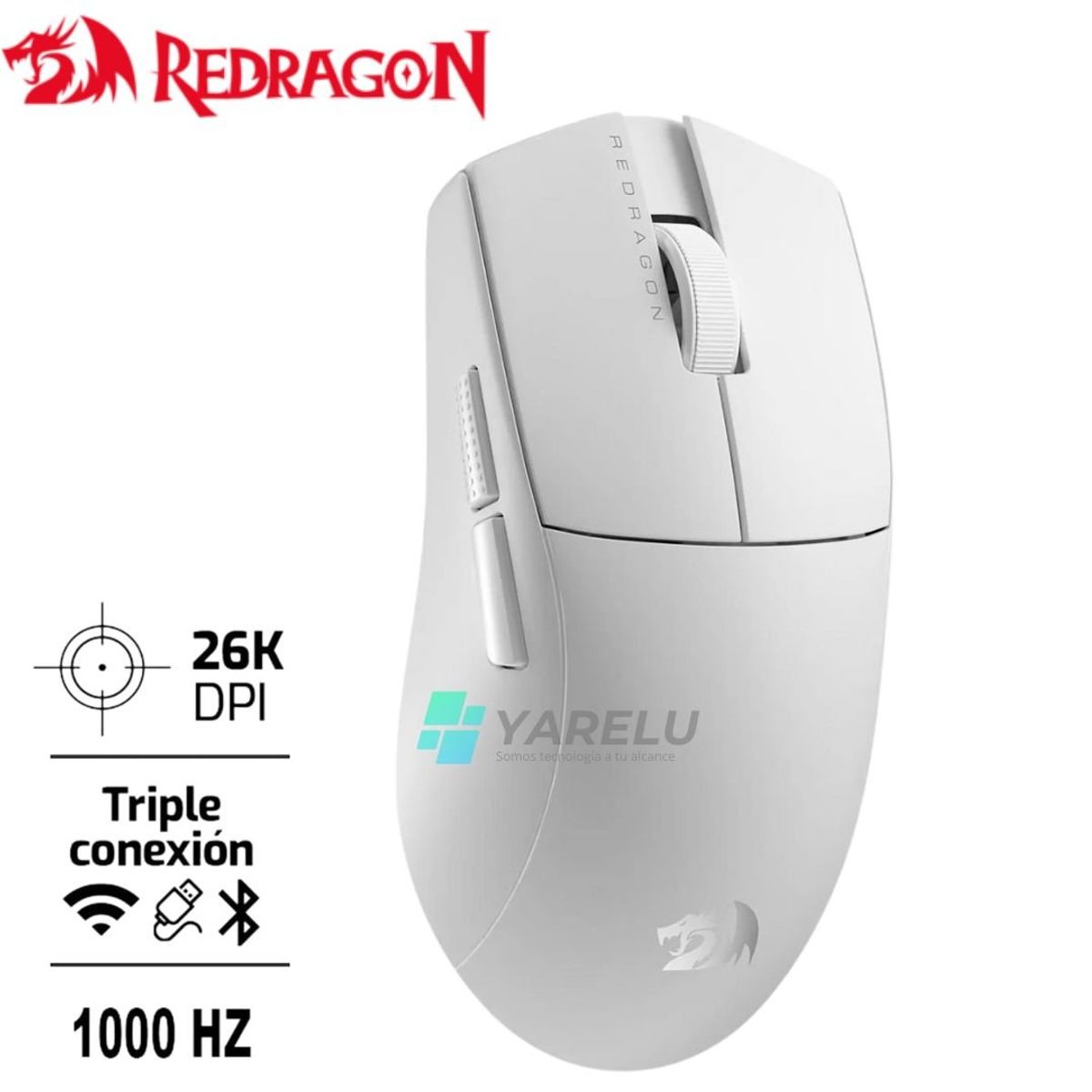 REDRAGON - Mouse Redragon K1NG PRO 1K HZ Wireless WHITE
