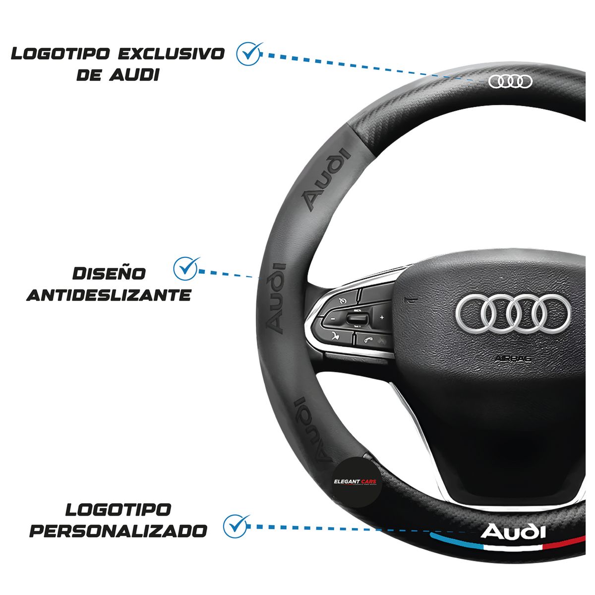 JET - Funda De Volante Premium Para Audi  Color Negro