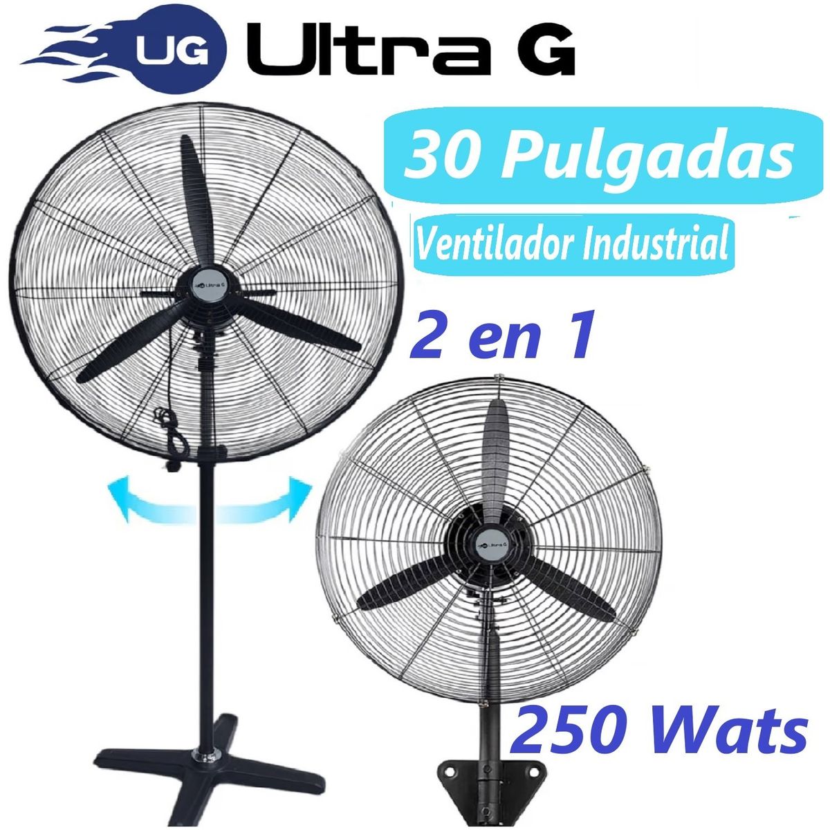 GENERICO - Ventilador Ultra G 30" Pulgadas Industrial 2en1 Pared y Piso 500 Wats
