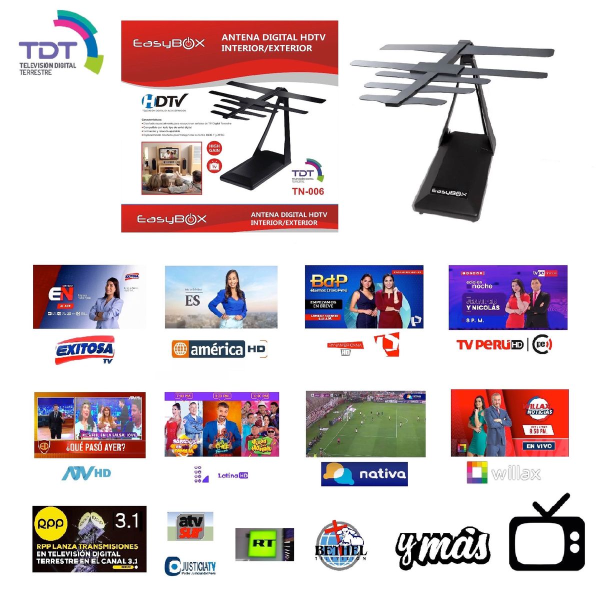 Easy Corp - ANTENA DIGITAL PARA TV 6 METROS RG6 - APAGON ANALOGICO