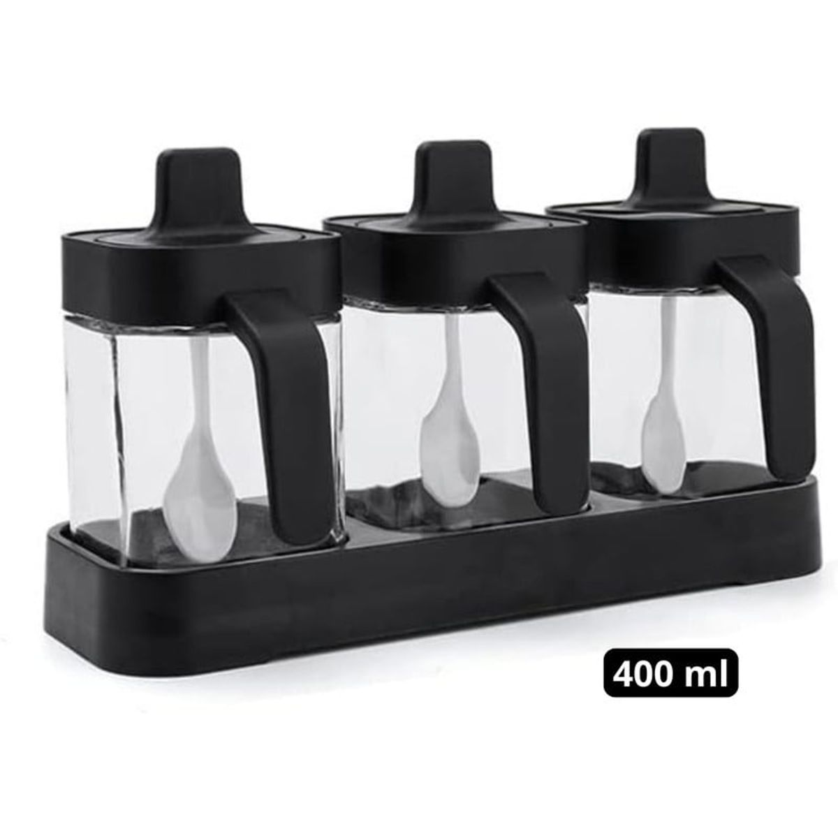 PENTHA - Condimentero Especiero de Vidrio más Cucharitas Set X3