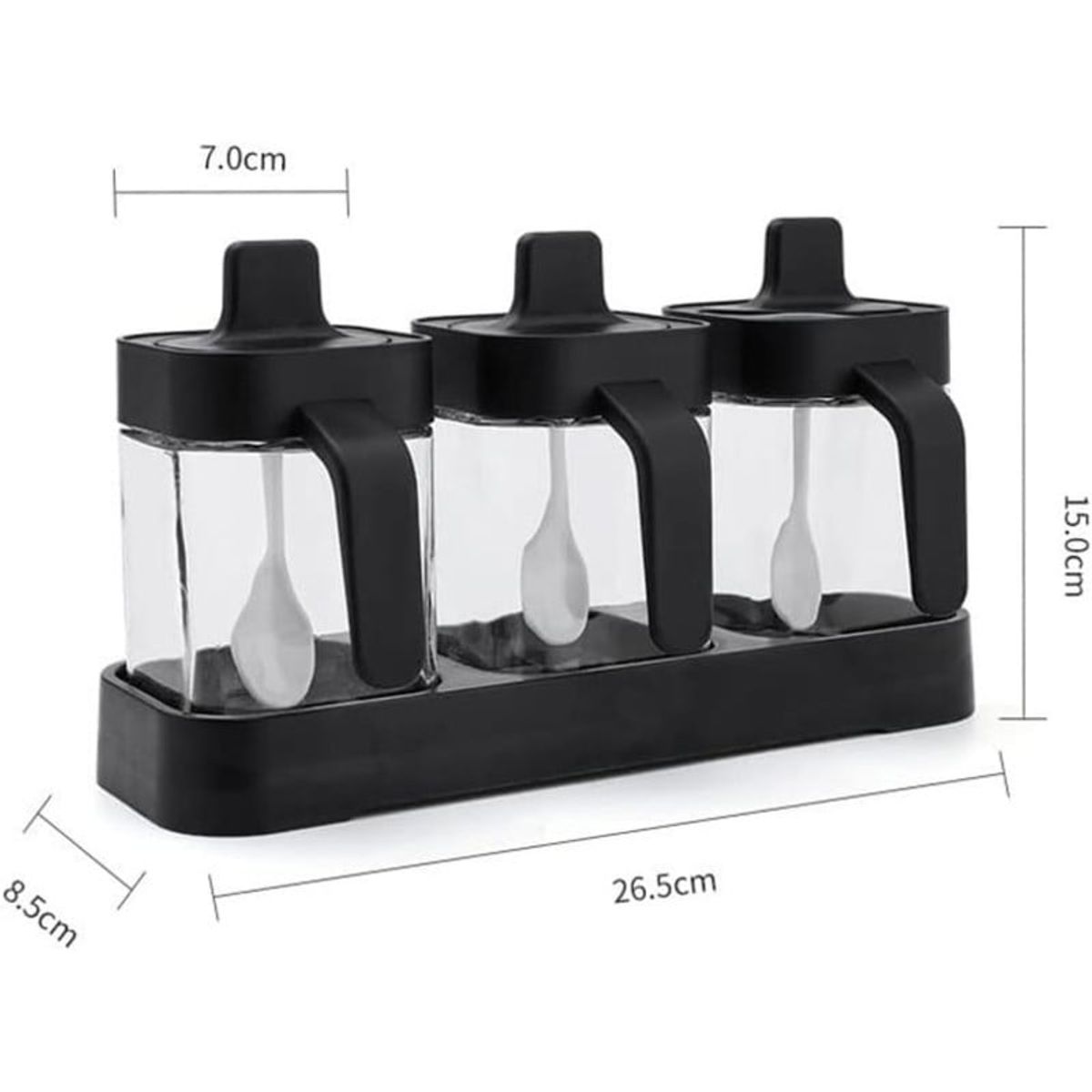 PENTHA - Condimentero Especiero de Vidrio más Cucharitas Set X3