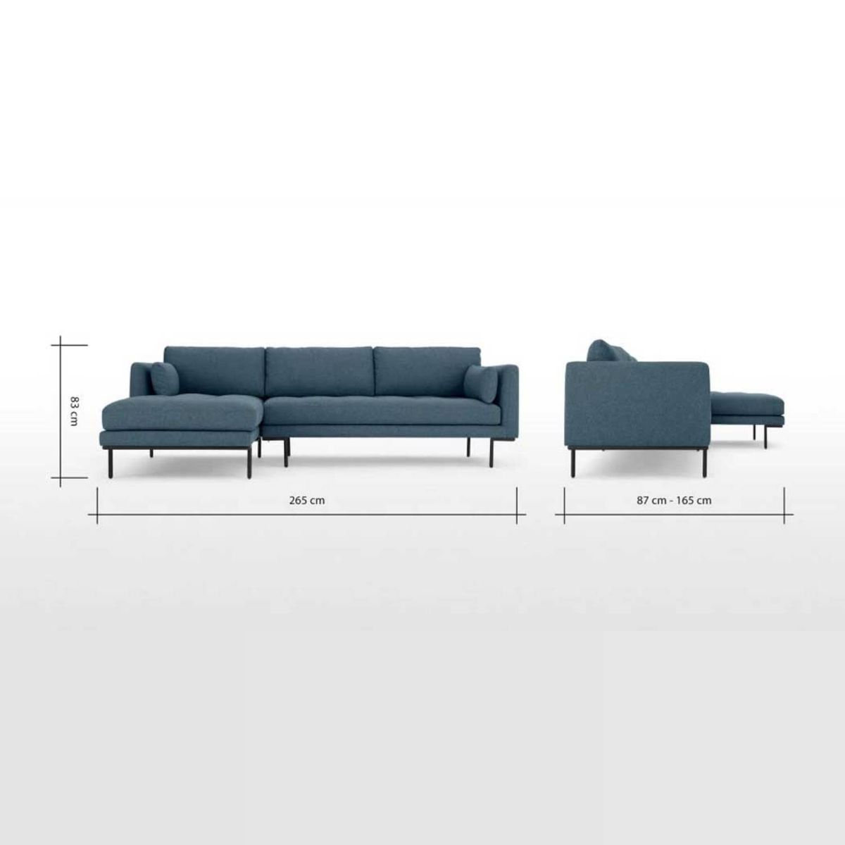 YOLODECORO - Seccional con Chaise Longue a la Izquierda Harlow Azul