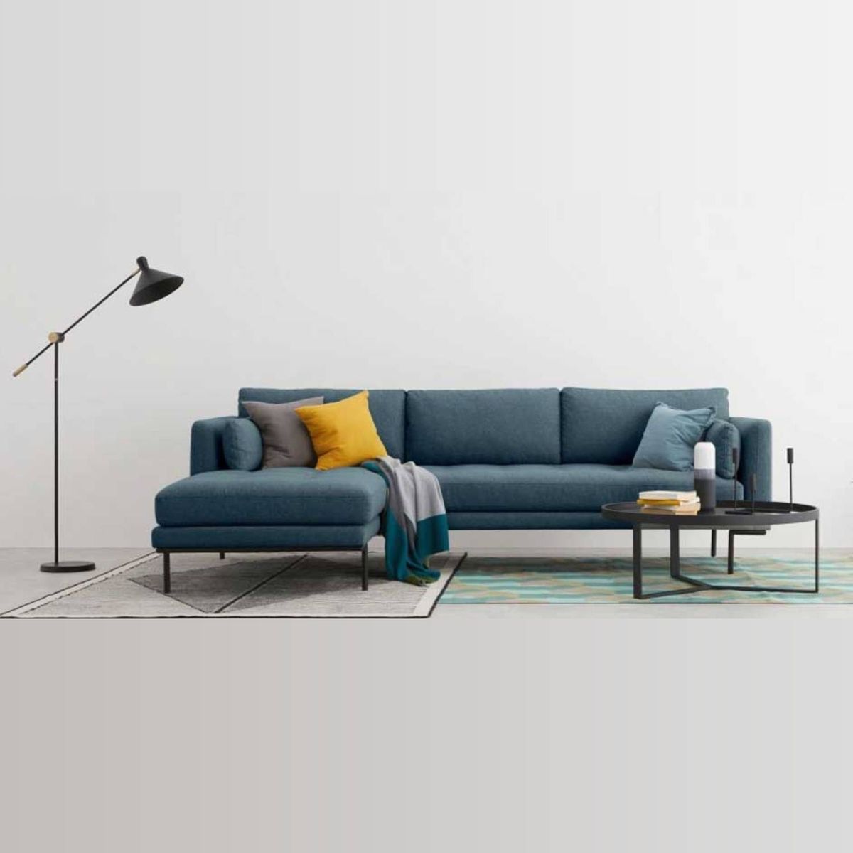 YOLODECORO - Seccional con Chaise Longue a la Izquierda Harlow Azul