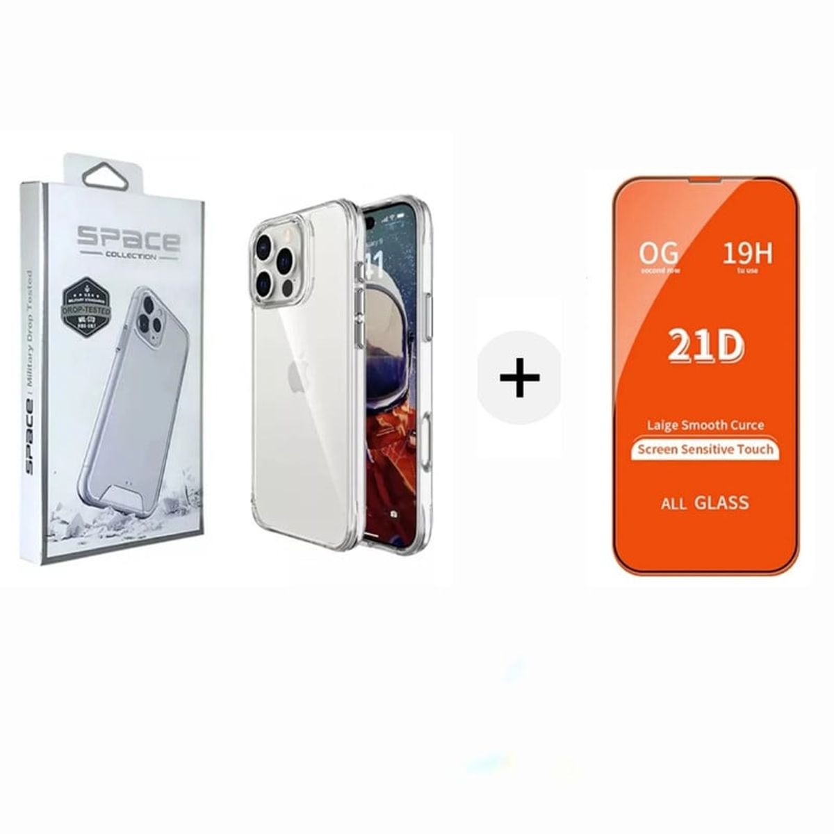 SPACE - Case Space Transparente de Iphone 16 Pro Max + Mica de Vidrio