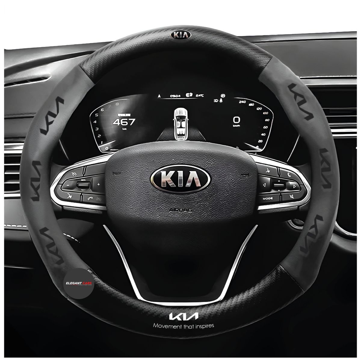 JET - Forro De Timon Premiun KIA  Fibra De Carbono Negro