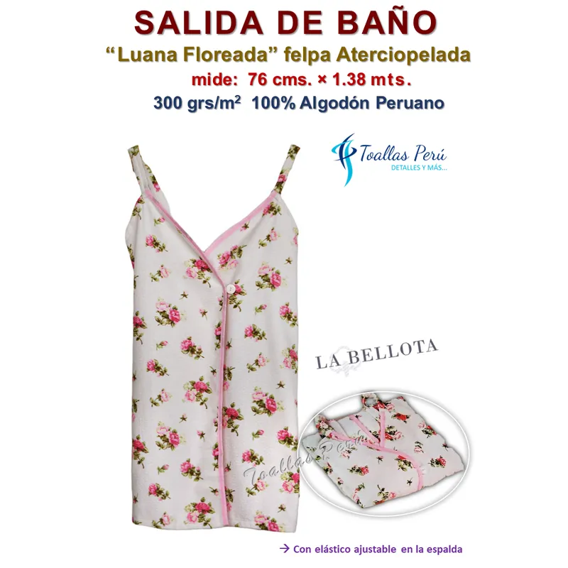 LA BELLOTA - Salida de Baño La Bellota 300g Felpa Aterciopelada Luana Floreada