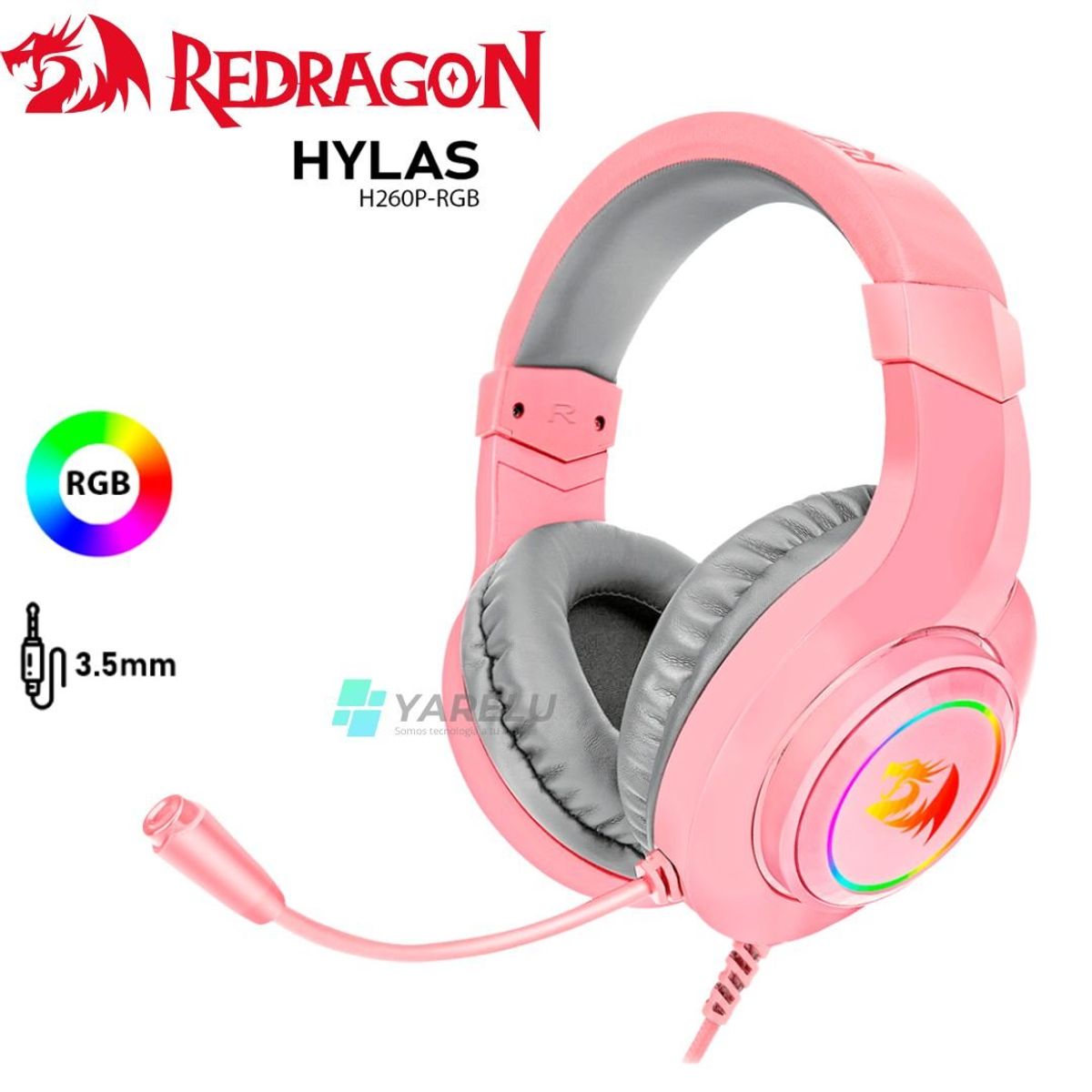REDRAGON - Audifono Redragon HYLAS H260P-RGB PINK