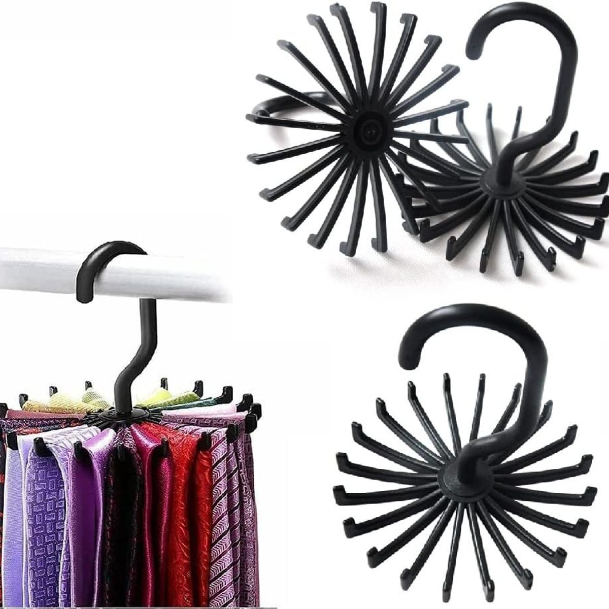 GENERICO - Gancho Colgador de Corbata Giratorio 360° 2pcs