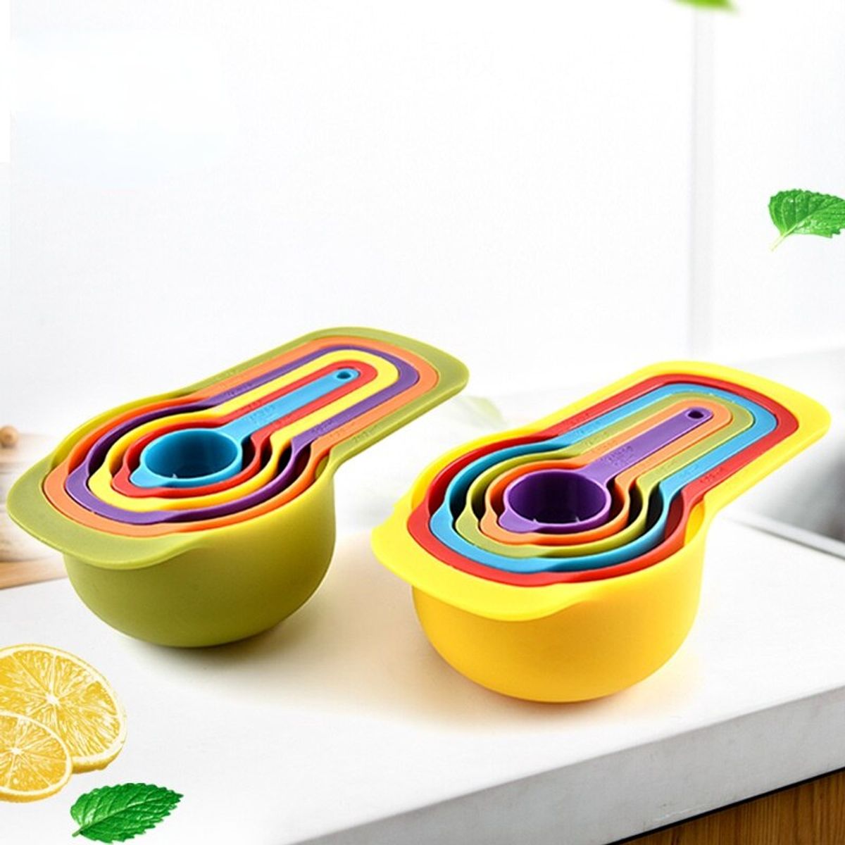 GENERICO - set de Cucharas y tazas Medidoras Para Repostería 2 Juegos de 6Pcs C/J