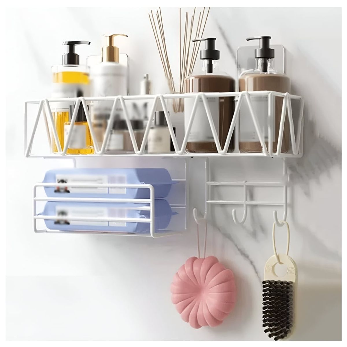 MINARI - Cesta Colgante Organizador de Baño y Maquillaje Blanco 55C