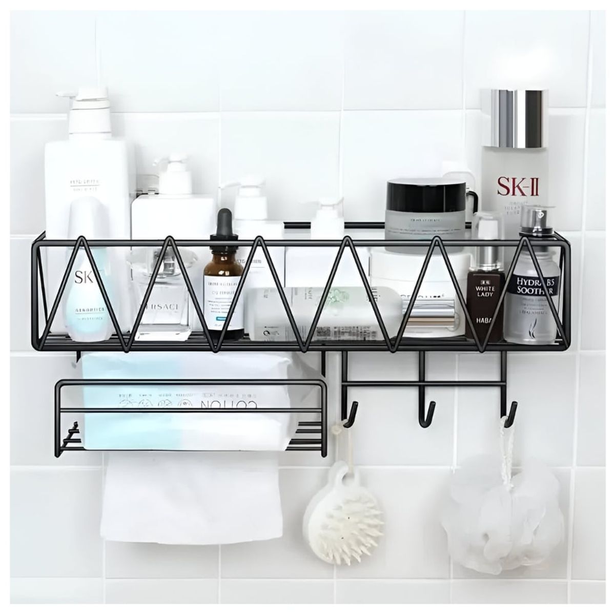 MINARI - Cesta Colgante Organizador de Baño y Maquillaje Negro 55C