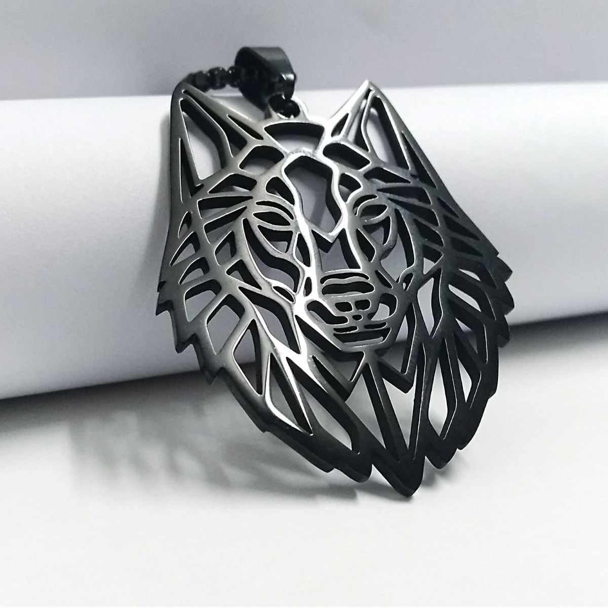 GENERICO - Collar de lobo acero inoxidable 316L NEGRO