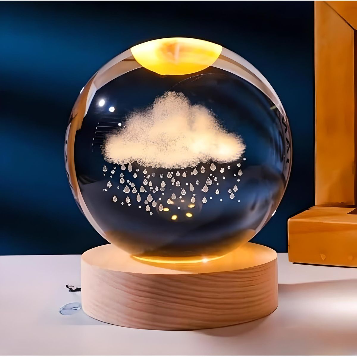 GENERICO - ESFERA DE CRISTAL GRANDE LÁMPARA LED ADORNO NUBE LLUVIA DECORATIVO 3D