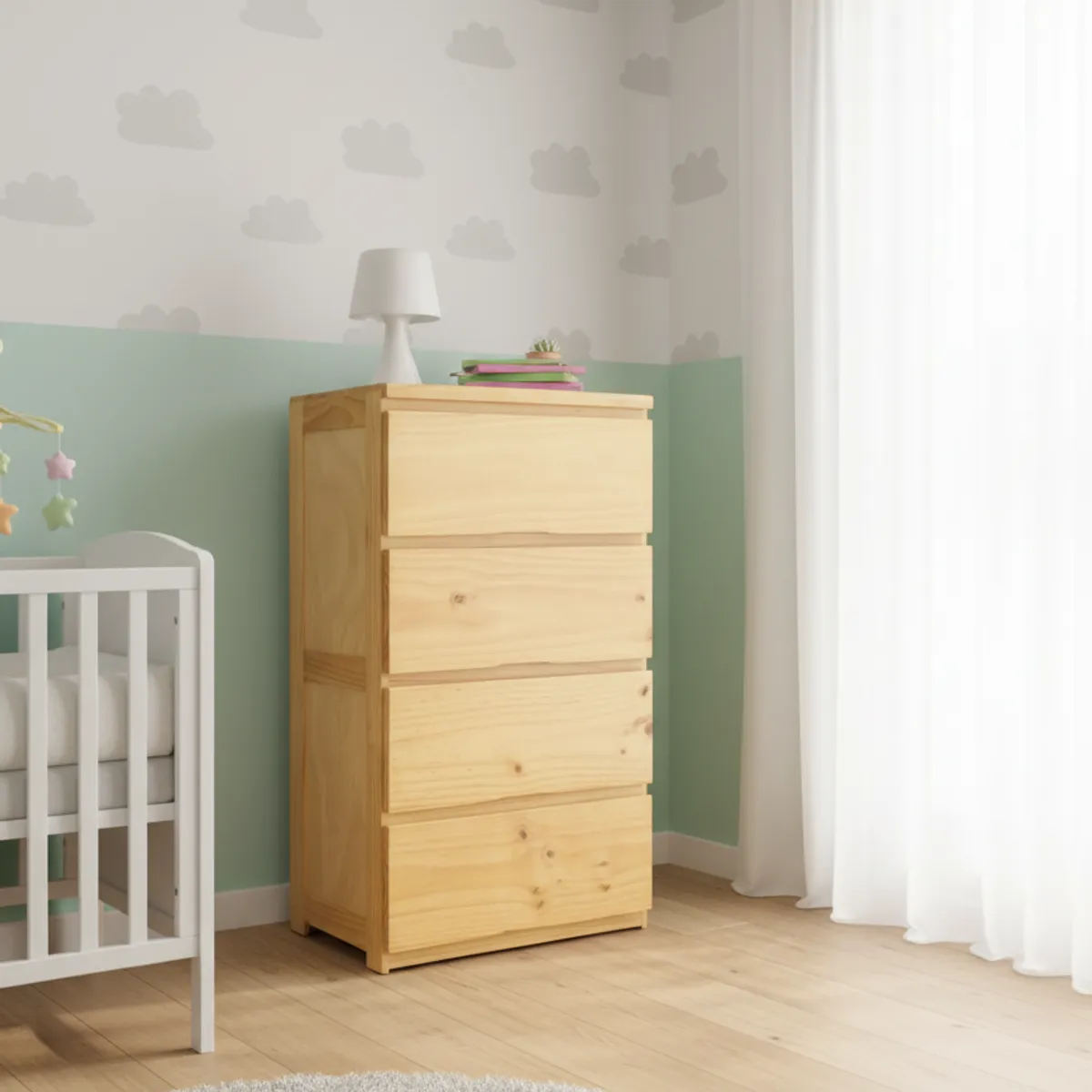 GENERICO - COMODA CAJONERA DE PINO COLOR NATURAL