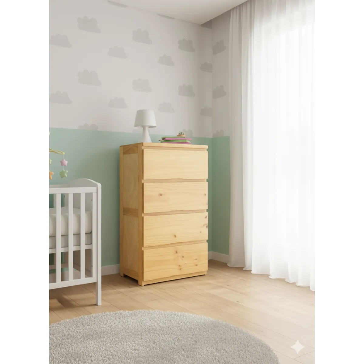 GENERICO - COMODA CAJONERA DE PINO COLOR NATURAL