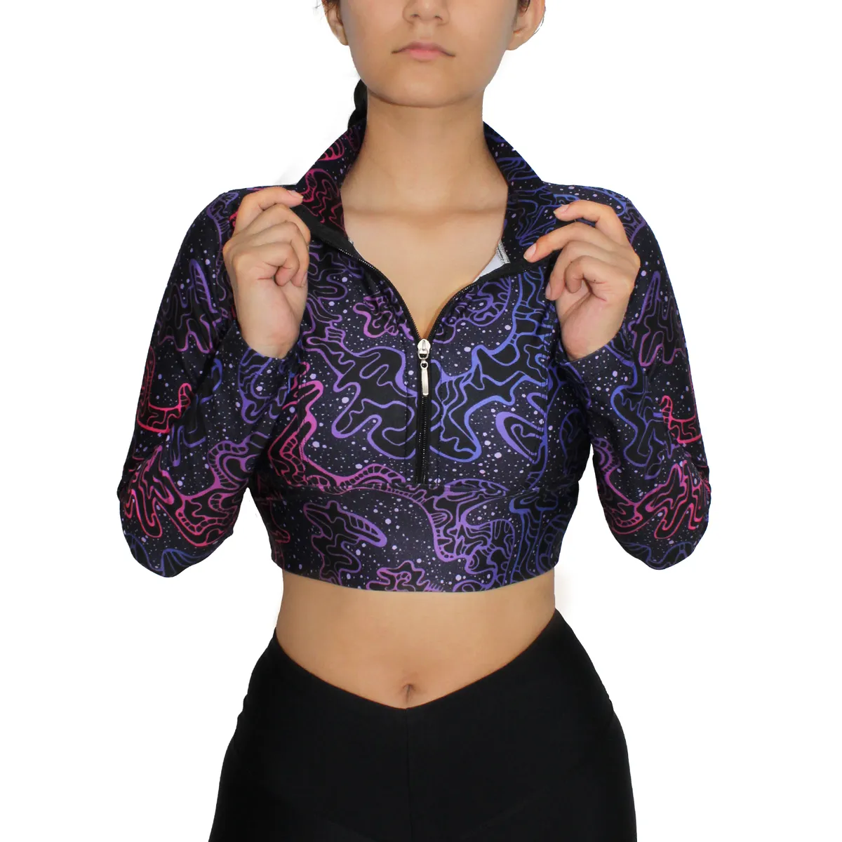 GENERICO - Crop Top Deportivo Manga Larga