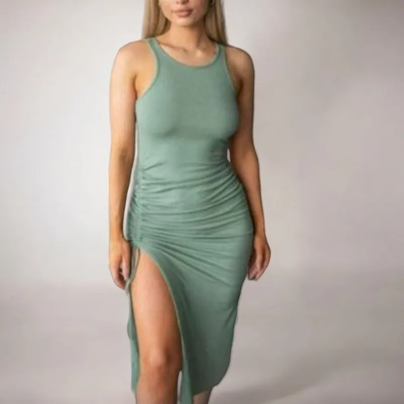 GENERICO - Vestido Casual Rip Grueso Rihana Gomes Color Gris