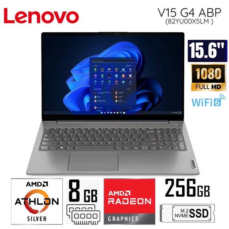 LENOVO - Laptop Lenovo V15 G4 AMN AMD Athlon Silver 7120U 8GB RAM 256GB SSD 156 FHD 82YU00X5LM