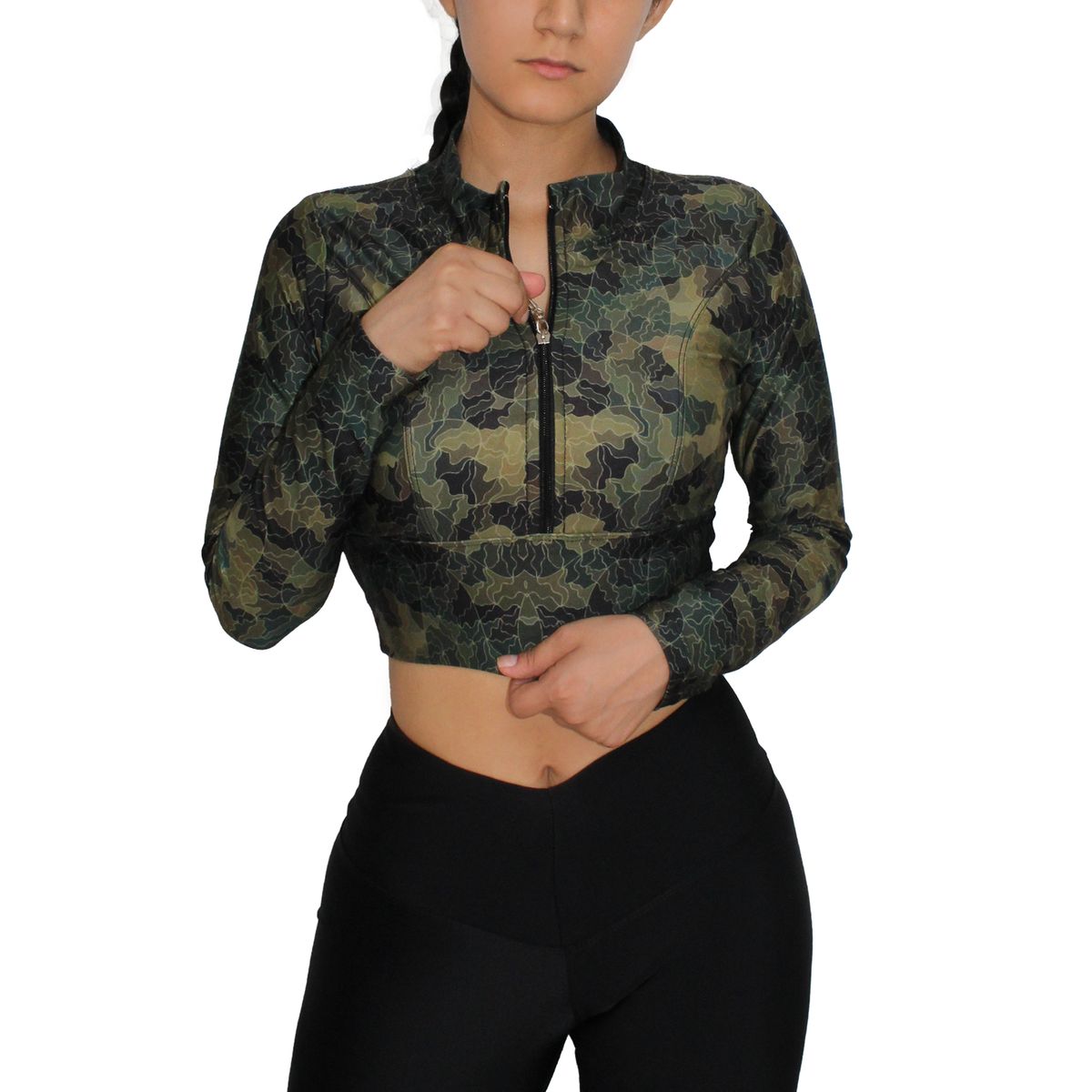 GENERICO - Crop Top Deportivo Manga Larga