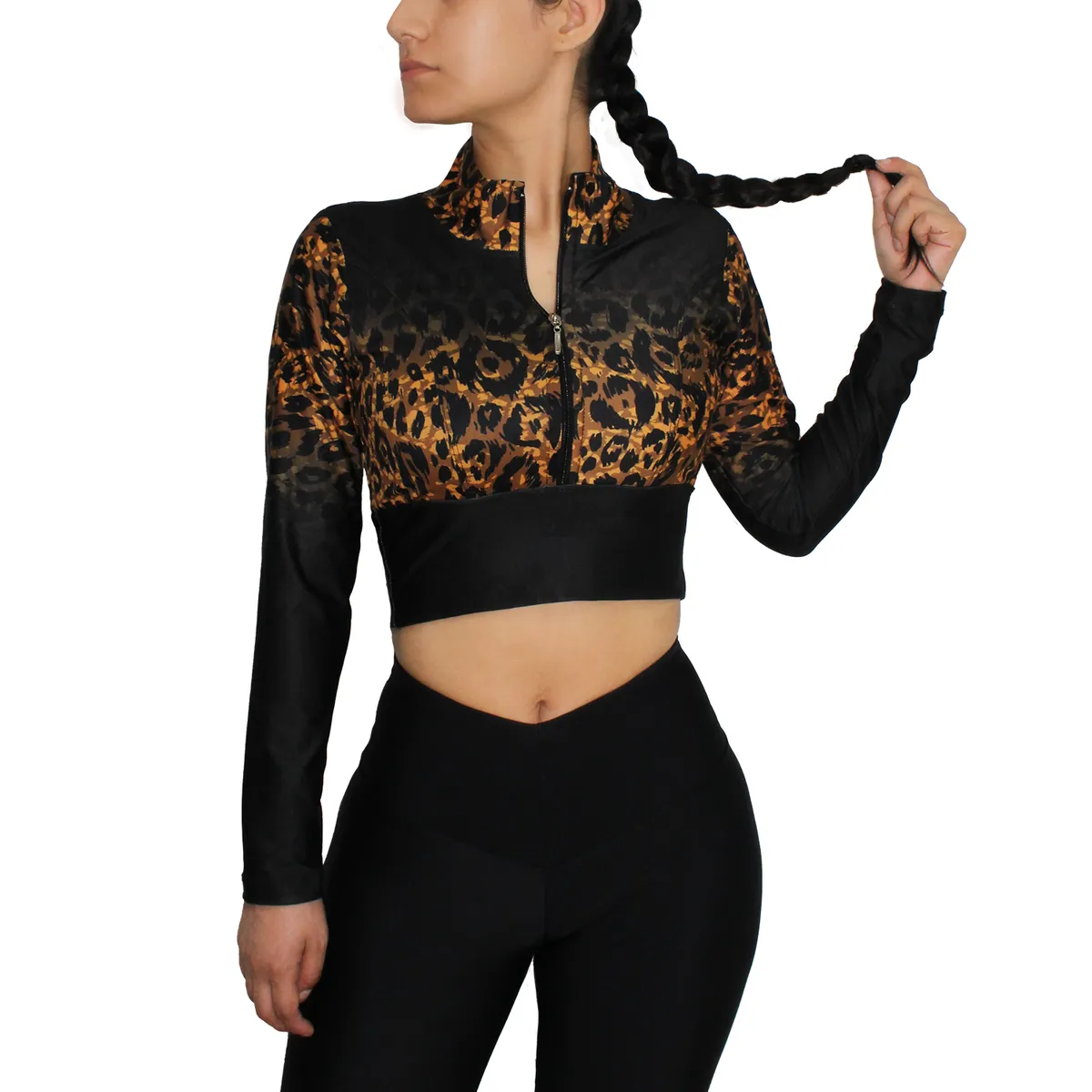 GENERICO - Crop Top Deportivo Manga Larga