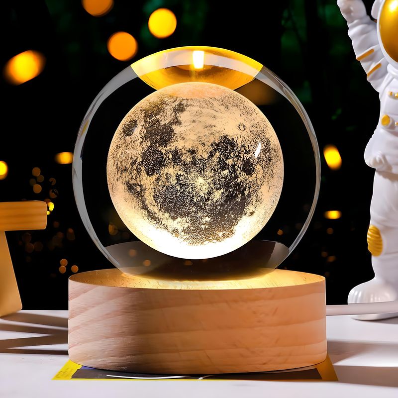 GENERICO - ESFERA DE CRISTAL LÁMPARA ADORNO LUNA LUZ LED 3D