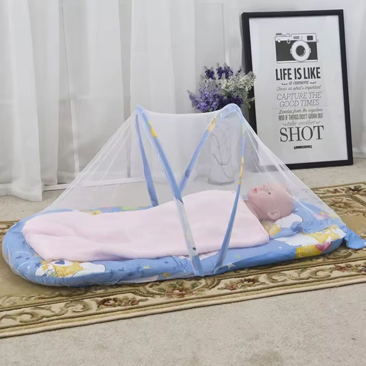 GENERICO - Cuna con Mosquitero para Bebe Osito Niño