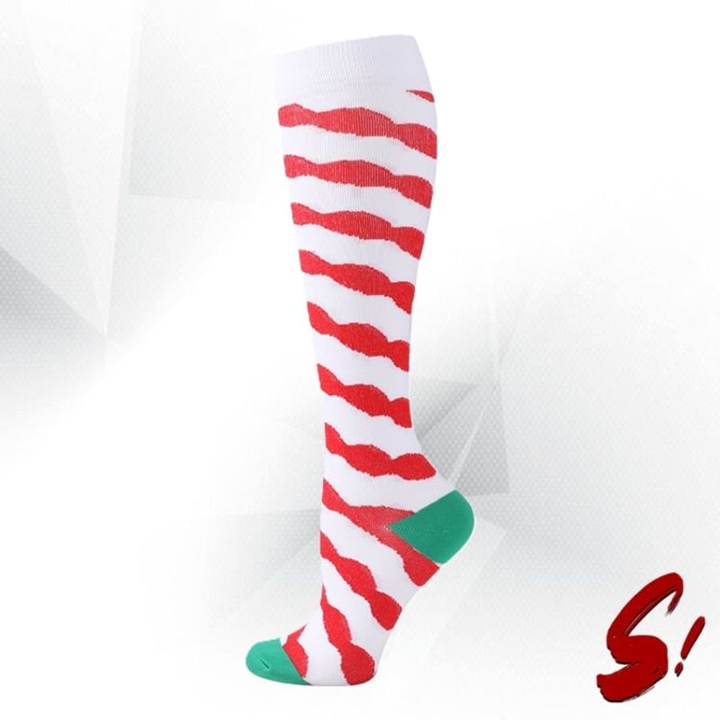 GENERICO - Medias de Compresión 20-30mmhg anti varices - Rayada rojo y verde
