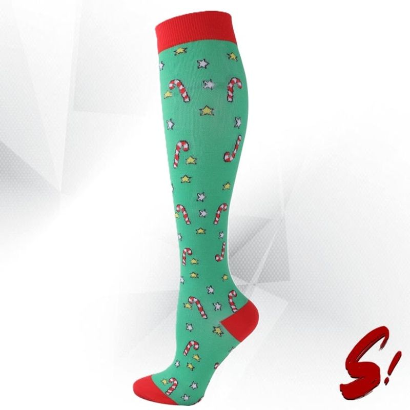 GENERICO - Medias de Compresión 20-30mmhg anti varices - Bastones estrellas verde